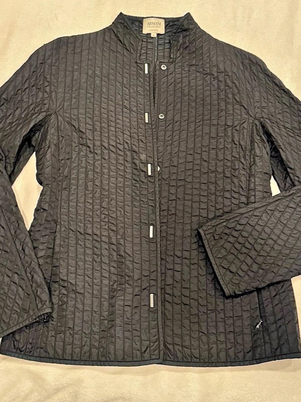 Armani Collezioni Quilted Snap Jacket in Black Size 8